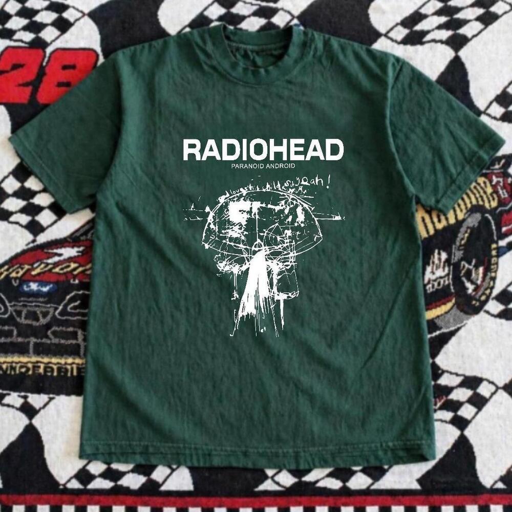 Gildan Men Green T-Shirt, Green Radiohead Band Tee